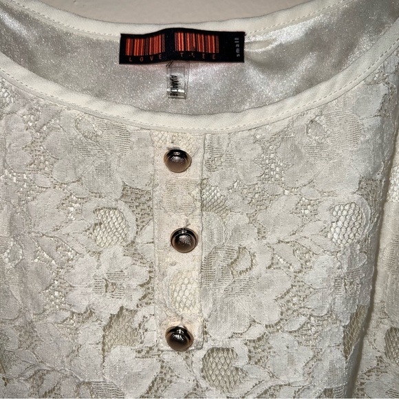 Love Tree Cropped Lace Cream Spaghetti Strap Lined Shirt Size Small - Picture 2 of 11